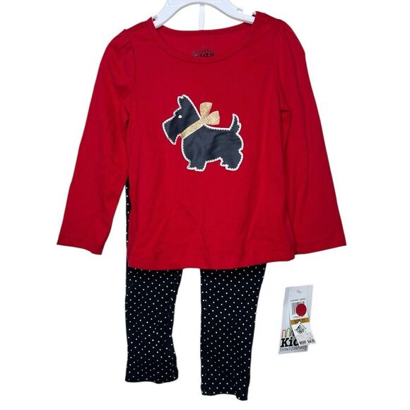NEW Kids Headquarters 2-Piece Outfit Red Scottie Dog Top & Polka Dot Pants 3T - Picture 1 of 11